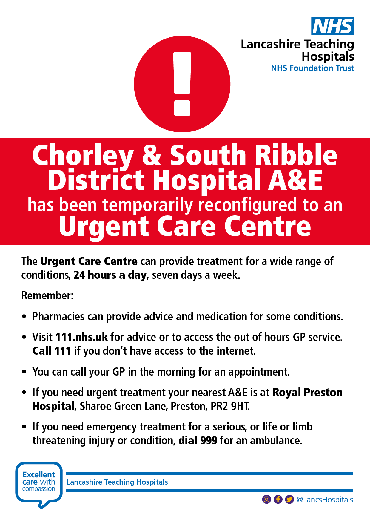 Chorley A&E reconfigured